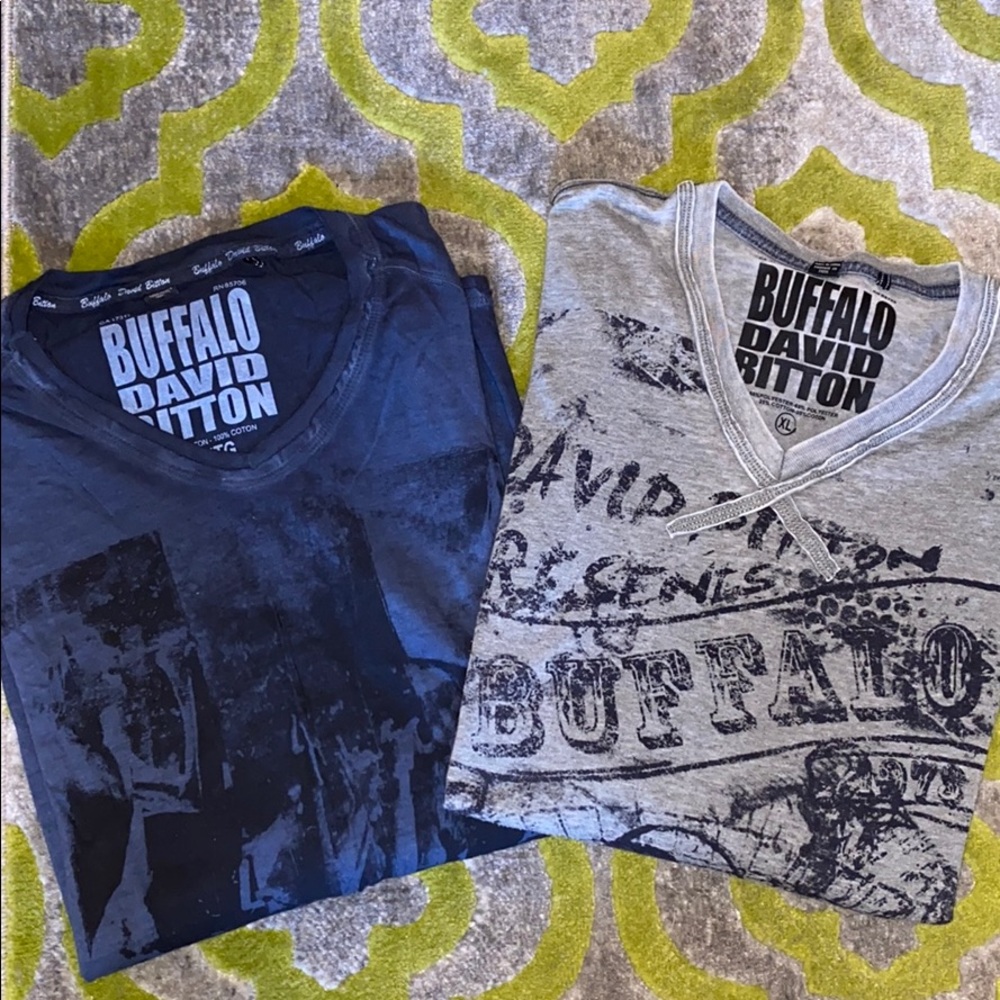 Two long sleeve graphic shirts